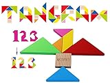 TOWO Rompecabezas Tangram de Madera - Forma a los Bloques de patrón con 7 Grandes Formas geométricas de Colores - Juego de Habilidad Madera de Rompecabezas para niños y Adultos