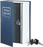 Amazon Basics - Caja de seguridad en forma de libro - Cerradura con llave (pequeña) - Azul