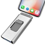Memoria USB de 256 GB para iOS Phone, 4 en 1, USB 3.0, memoria externa para móvil, tableta, MacBook, color plateado