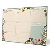 Kokonote Bloc planificador semanal A4 Botanical - Organizador semanal - Planificador semanal - Planning escritorio, Planificador floral, BPSA40030