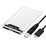 EasyULT Caja Externo para Disco Duro de 2.5' con Cable USB 3.0, Transparente Externo Carcasa para Disco Duro Soporte UASP SATA III HDD SSD de 2.5'