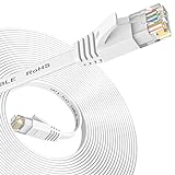 Cable Ethernet 5 metros, Cable de red Cat 6 alta Velocidad, Cable Internet plano con conector Rj45 para módem Rúter Switch PS4, Compatible con el Cable Lan Cat 7/Cat 8-Blanco