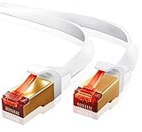 IBRA 30M Cable de Red Gigabit Ethernet LAN Cat.7 (RJ45) CAT7 (Avanzado) | 10 Gbps a 600 MHz | Cables Chapado en Oro Plug STP | Patch | Router | Módem| Blanco Oblato