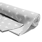 Telas por metro algodon 2 M - Telas para patchwork infantiles retales de tela decorativa estampadas Estrellas blancas sobre gris