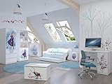 Best For Kids Juego completo de habitación infantil Disney Frozen II (juego de 7 unidades, cama con colchón de 10 cm, armario + cómoda + estante + mesita de noche + escritorio + caja de juguetes)