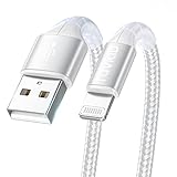 RAVIAD iPhone Charger Cable ، [MFi Certified] 2M iPhone Cable Fast Charging Nylon Braided iPhone Cable for iPhone 13 12 11 Pro Max Mini XR XS X 8 7 6 Plus 6s 6 SE 5 5s 5c- فضي