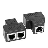 adspow Conectores Divisores RJ45 (1 Par), Conector de Red Dual LAN Ethernet Socket 8P8C, RJ45 1 Hembra a 2 Hembra Adaptador para Ethernet Cat 6/5e/5 LAN Extensor de Cable Ethernet