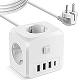 I-USB Plug, 7 ku-1 Thief Cube Triple Sockets ane-3 AC Outlets (4000W), 3 USB no-1 Type C, Multiple Socket Cube with Switch, 1.5m Power Strips for Home Office