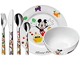 WMF Disney Mickey Mouse - Vajilla para niños 6 piezas, incluye plato, cuenco y cubertería (tenedor, cuchillo de mesa, cuchara y cuchara pequeña) (WMF Kids infantil)