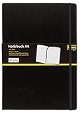 Idena 10053 - 筆記本 DIN A4，空白，奶油紙，192 頁，80 g/m²，黑色精裝，1 件。