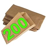 Loxato 200 Bolsas de papel kraft marrón - para regalos, llevar desayuno, bocadillos - sin asas - 10x5.5x25cm