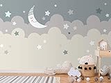 Oedim Papel Pintado Infantil para Pared Nubes y Luna | Mural | Papel Pintado Infantil |350 x 250 cm | Decoración comedores, Salones, Habitaciones
