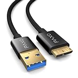 PAXO Cable de disco duro USB MICRO USB 3.1 (USB 3.0) de 2m, 5Gbit/s, cable de disco duro USB, cable de datos, cable de carga negro, USB A macho a Micro B macho