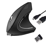 Mouse sem fios rato ergonómico Vertical, rato recarregável, rato 2,4 GHz, 5 botões 3 dpi Protege Especialmente para PC, Macbook