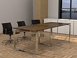 Metallkonstruktsiooniga laud suletud raamiga, kroomiefektiga 240x100, süvistatava jalaga ja melamiinkattega, sobib ideaalselt koosolekuruumideks, koosolekuteks, konverentsideks (pähkel)