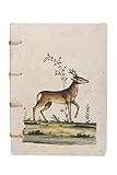 Handmade Travel Journal - Vintage Deer - Handmade Acid Free Paper - Open - Hard Bound - Swiss Bound - ຂະໜາດ A5 - 125gsm - 140 ໜ້າເປົ່າ