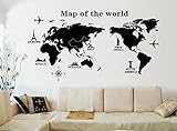ufengke 'Vuelta Al Mundo Mapa del Mundo Pegatinas de Pared, Sala de Estar Dormitorio Removible Etiquetas de la Pared/Murales, A