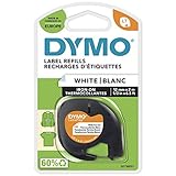 DYMO Clothing Letter Tape, Iron-On tekstiletiketter, svart/hvitt, 12 mm x 2 m