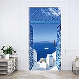 murimage Papel Pintado Puerta Santorini 86 x 200 cm Incluye Pegamento Mar Blanco Turquesa Azul Nave Grecia Mediterráneo Sala de Estar Foto Mural