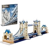 CubicFun Puzzle 3D Londres Tower Bridge, con National Geographic Folleto de Fotografía, 120 Piezas