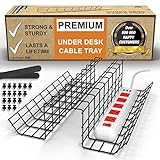 Scanfield Desk Cable Organizer Set 2, Desk Organizer Tray with Airflow, Cable Tray for Desks Sturdy and Spacious, Easy to Install, Modular Cable Management Shelf