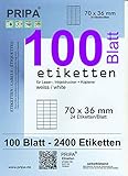 Pripa Amazon FBA Étiquettes d'expédition 70 x 36 mm Lot de 24 en A4 100 feuilles DIN A4 autocollantes DHL Post