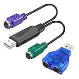 HuaLiSiJi Adaptador PS2 a USB, Adaptador de Teclado y Ratón, Cable PS2 a USB, Chip Integrado Sin Necesidad de Conectar y Usar