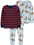 Simple Joys by Carter's 3-Piece Snug-fit Cotton Christmas Pajama Set Conjunto de Pijama, Alce/Rayas, 5-6 años