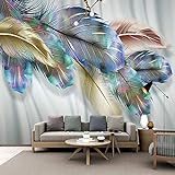Estil nòrdic modern simple color ploma paper pintat llum luxe fons paret 3D plomes or murals sala d'estar paret papers-400 cm x 280 cm