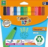 BiC Kids Ecolutions Visa Color XL Felt Pens - Assorted (Pack of 12) - Bic 12 Rotuladores Visacolor XL