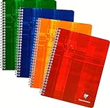 Clairefontaine 87244C - Cuaderno con espirales A5, cuadriculado 4x4, 50 páginas, colores surtidos, 1 unidad