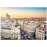 Madrid, España, Puesta De Sol En La Gran Vía - Premium 1000 Piezas Puzzles - Colección Especial MyPuzzle de Puzzle Galaxy