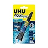 UHU Booster - Pegamento extra fuerte todo soporte, activado por lámpara UV incluido, pegamento, repara, relleno, protege, transparente, tubo 3 g