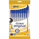 BIC Cristal Original - Caja de 10 unidades, bolígrafos punta media (1,0 mm), color azul