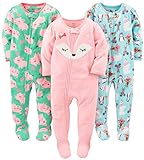 Simple Joys by Carter's Baby Girls' Loose Fit-pyjamas med fleecefod, 3-pak, isbjørn/svin/ræv, 18 måneder