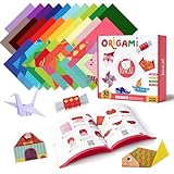 JoyCat 360 Hojas Color Kit de Origami para Niños,15x15cm 160 Archivo de Origami Vívido de Doble Cara 200 Papel de Práctica con Libro de Origami para Niños Clase de Manualidades Escolares