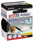 tesa Extra Power Perfect, Fabric Reinforced Repair Tape for Making, Repair, Fixing, Reinforced and Labeling, ສີດໍາ, 2.75 m x 38 mm