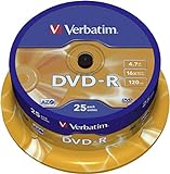 Verbatim DVD-R 4,7 GB / 120 Min / 16X Tarrina (25 Discos) Datalifeplus, Superficie Resistente A Los Arañazos