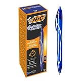 BIC Gel-ocity Quick Dry Retractable Gel Pens Medium Point (0,7mm), ທີ່ດີທີ່ສຸດສໍາລັບການນໍາໃຊ້ຫ້ອງການແລະໂຮງຮຽນ, ສີຟ້າ, ຊອງຂອງ 12
