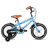 STITCH Bicicleta Infantil 14 Pulgadas Azul Claro para Niños y Niñas de 3, 4 5 y 6 Años Kids Bike con Estabilizadores y Frenos de Mano 85% Montada…