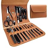 Manicure Pedicure Set, 16 Pieces Stainless Steel Nail Clipper Kit, ອຸປະກອນເຮັດເລັບມືມືອາຊີບ, ມີດຕັດເລັບ, ຊຸດເລັບຕີນ, ຖົງເລັບທີ່ມີຫນັງ Clipper ເລັບທີ່ມີ Cuticle Grooming Kit