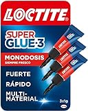 Loctite Super Glue-3 Original Mini Trio, Triple Strength Universal Glue, Clear Adhesive, Instant Glue and Instant Strength, 3x1g