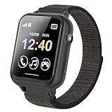 Kids Smartwatch, Child Smart Watch miaraka amin'ny lalao 10, Pedometer, Camera, Music, SOS, Flashlight, Alarm Clock, Phone Watch with Touch Screen and Protection for Boys and Girls 3-12 Years (Black)