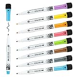 Welsberg 8 Colors Whiteboard Marker, Whiteboard Marker with sponge Magnets and 1-2mm Round Tip, 2 in 1 Dry Erase Pen for Magnetic Whiteboard