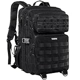 YOREPEK Men's Tactical Military Backpack, 45L Professional Molle Backpack Large Multifunctional 3-Day Assault Backpack for Long Trips, Hiking, Camping, Outdoor Activities, Black