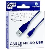 FR·TEC - Cable de carga Micro USB A USB, Color Azul - Ps4