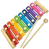 ISO TRADE-Colourful Glockenspiel for Kids – Wooden + 2 mallets #6078 Instruments Musicals per a nens, Multicolor, 24/12,5/3 cm