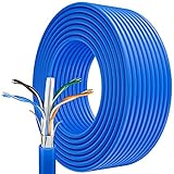 Cable Ethernet 60 Metros, Cat6A Alta velocidad Cable de Red, FTP Bloqueado Cable Internet, 60m Largo Cable LAN Exterior a Granel, 550Mhz Azul Cable de Conexión de Banda Ancha