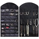 LYTIVAGEN Hanging Jewelry Organizer Double Sided Hanging Jewelry Organizer 32 Pockets and 18 Hooks Foldable Jewelry Organizer for Earrings, Necklace, Bracelet, Ring