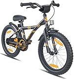 Prometheus - Bicicleta Infantil de 18 Pulgadas, para niños a Partir de 5 a 6 años, con Freno en V de Aluminio, Modelo BMX 2022, Color Negro Mate y Naranja